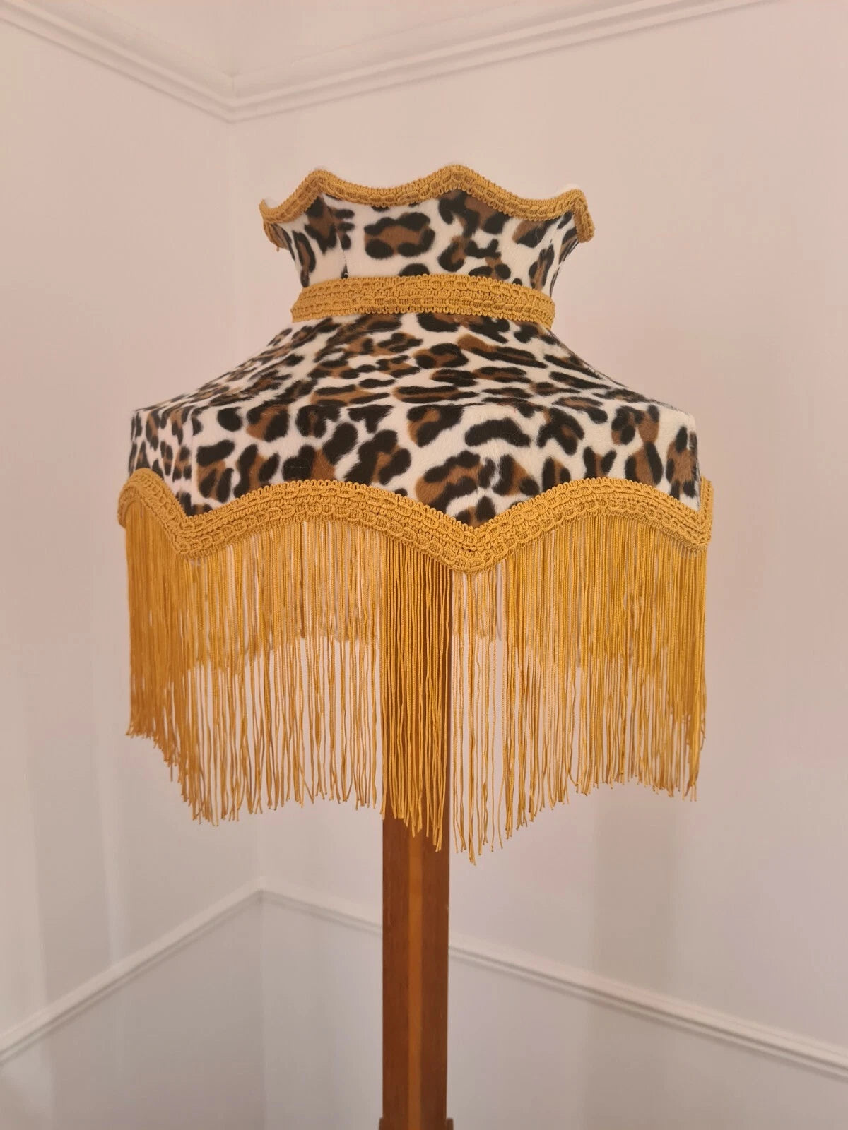 Leopard print mustard lampshade crown table light ceiling pendant standard lamp