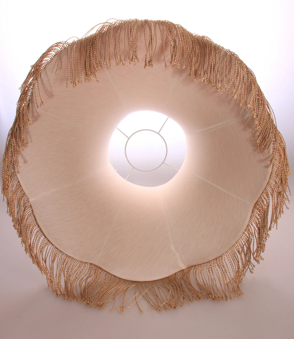 Handmade lampshade in Laura Ashley gold fabric for standard lamp or ceiling