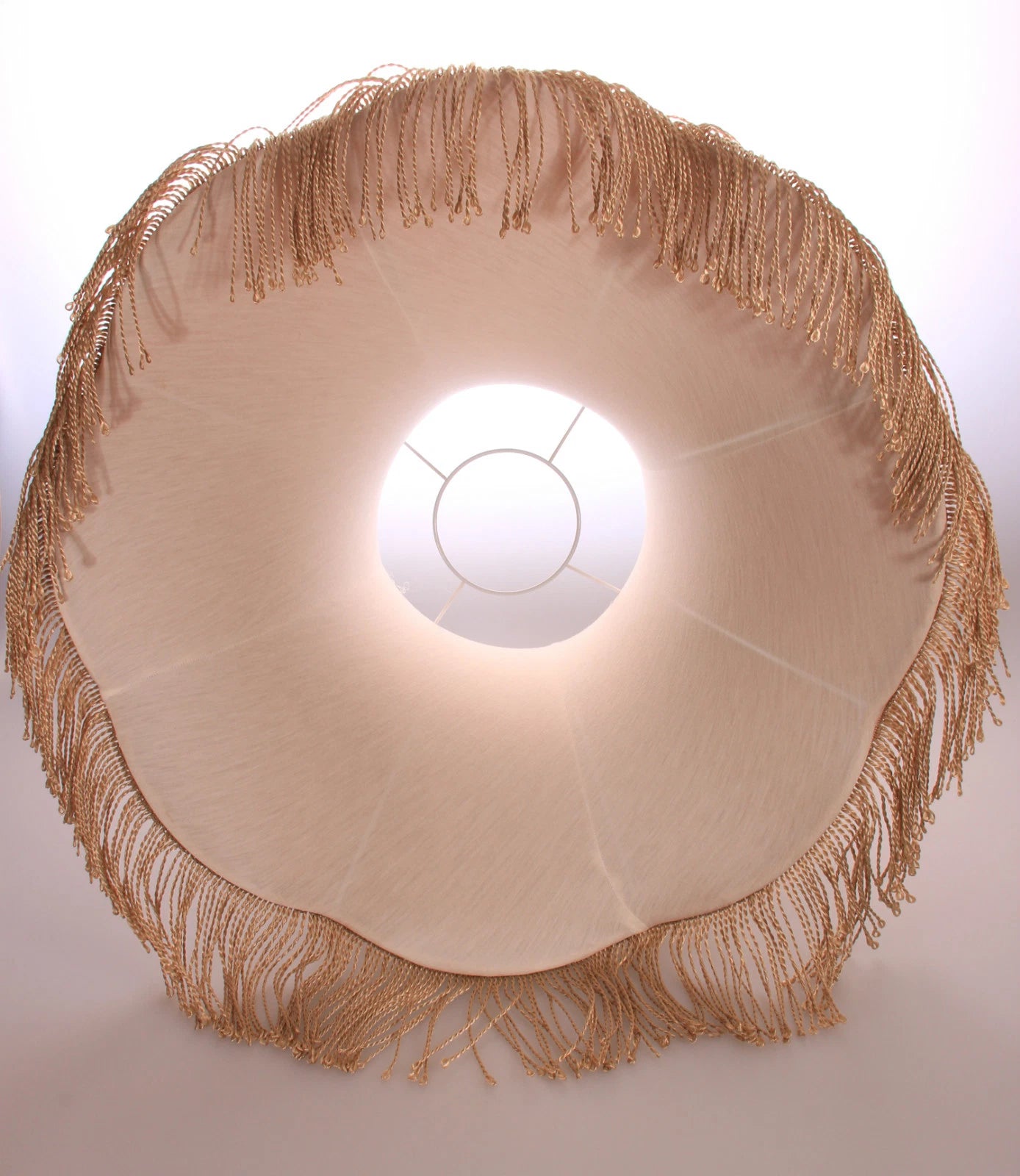 Handmade lampshade in Laura Ashley gold fabric for standard lamp or ceiling