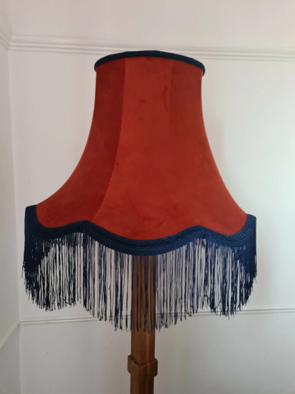 Burnt orange velvety fabric hqndmade lampshade standard lamp ceiling pendant