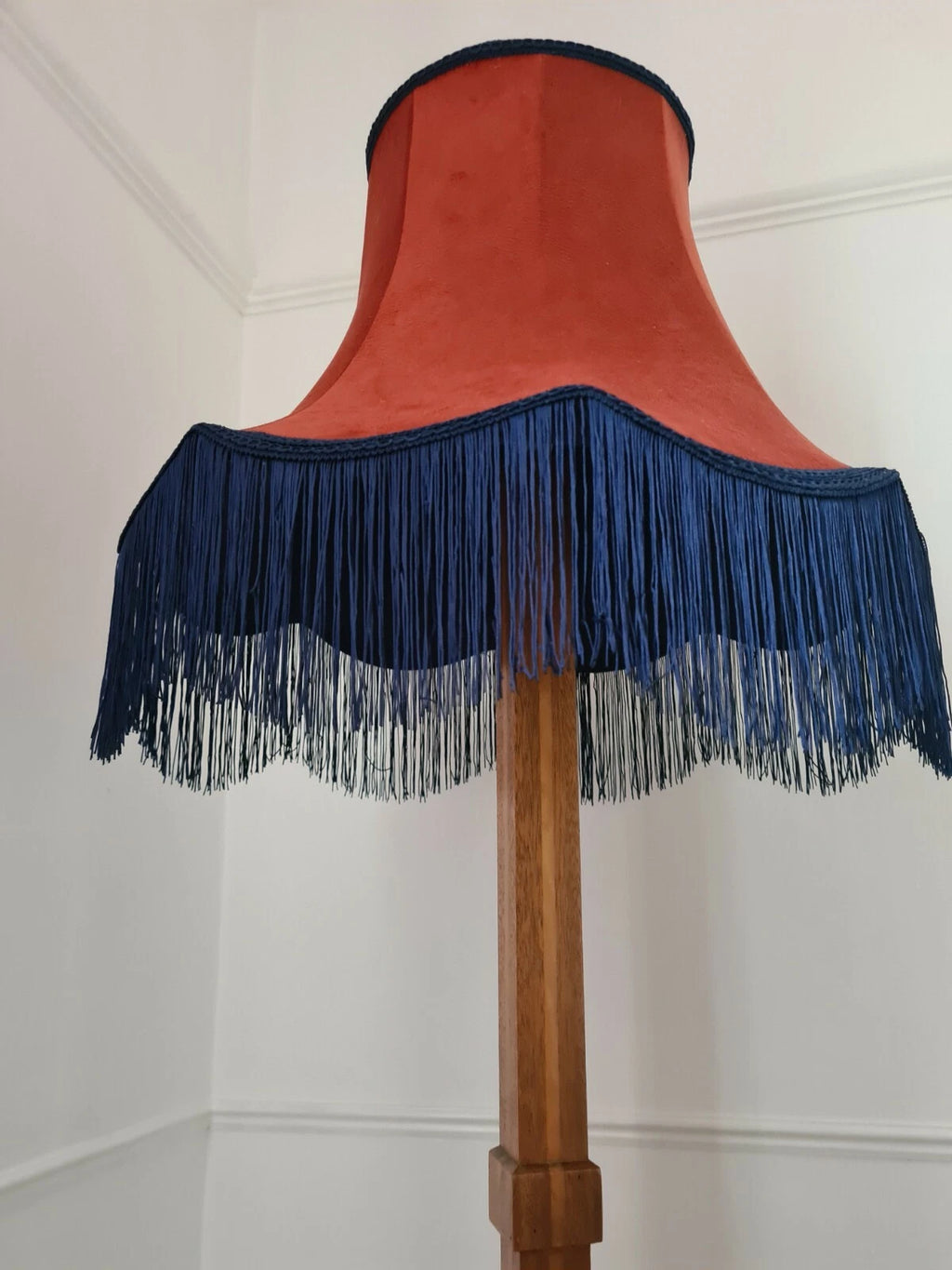 Burnt orange velvety fabric hqndmade lampshade standard lamp ceiling pendant