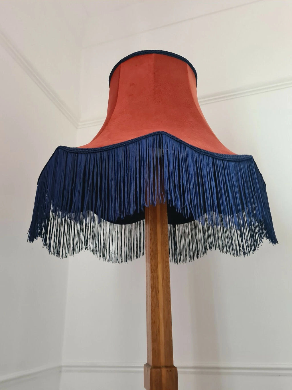Burnt orange velvety fabric hqndmade lampshade standard lamp ceiling pendant