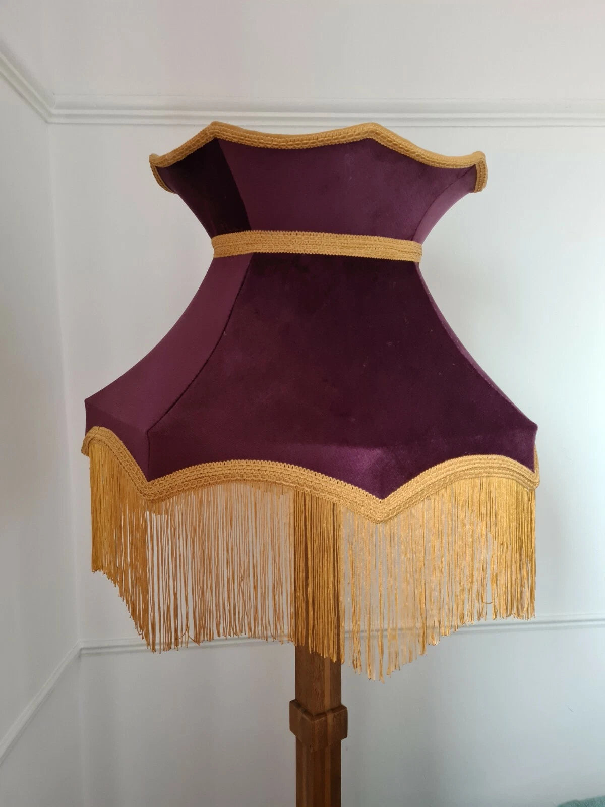 Large purple mustard velvet crown Lisa Lampshade for standard lamp ceiling light