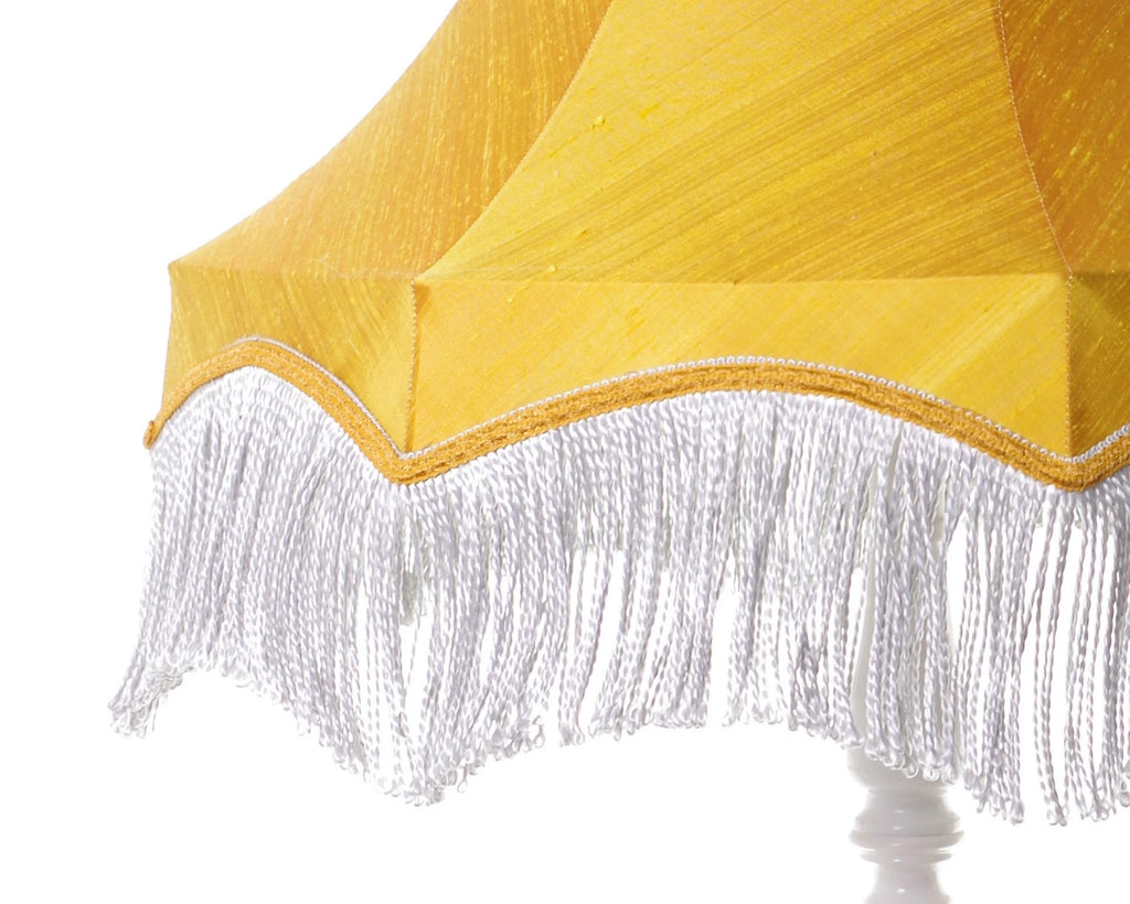 Gold lampshade in Victorian style in silk for a standard lamp or ceiling