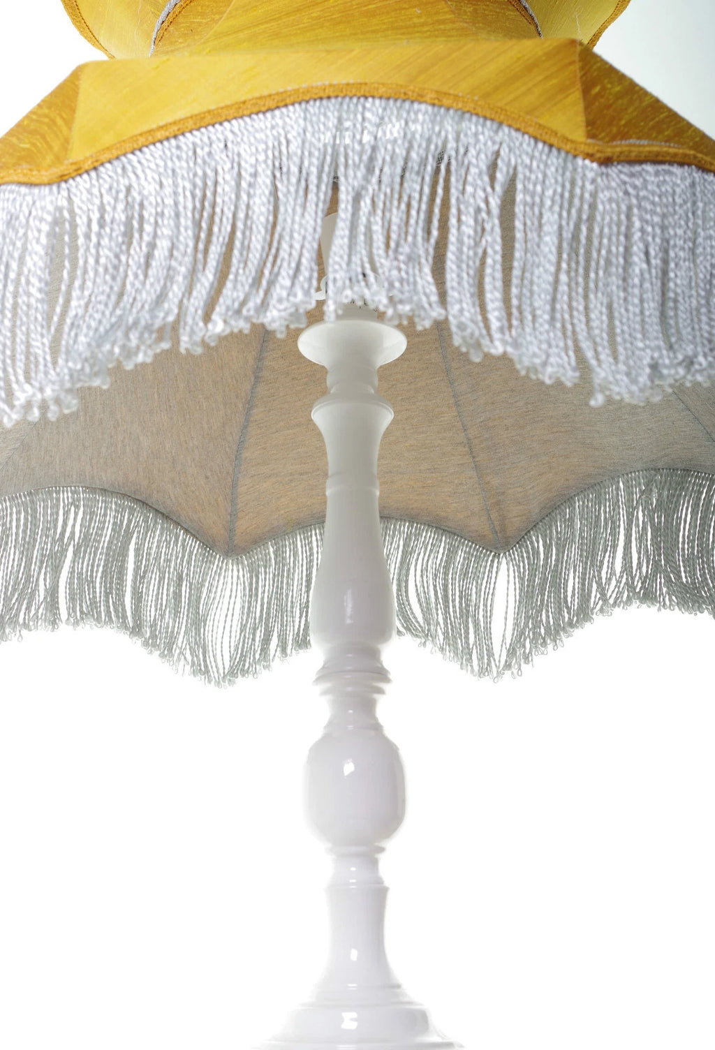 Gold lampshade in Victorian style in silk for a standard lamp or ceiling