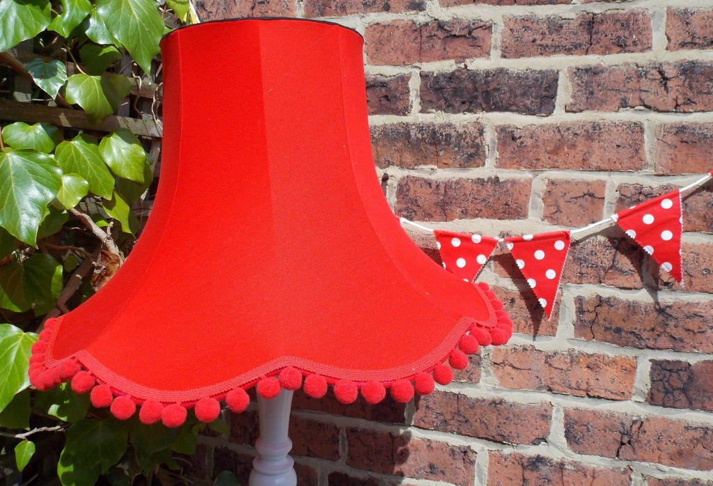 Handmade lampshade in pillarbox red cotton for standard lamp or ceiling lamp