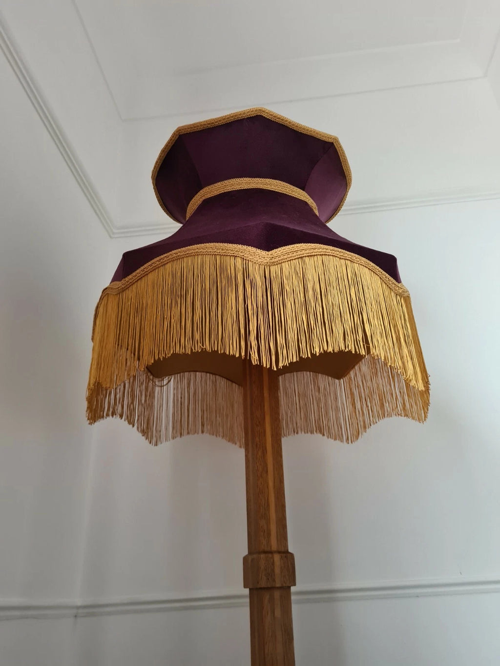 Large purple mustard velvet crown Lisa Lampshade for standard lamp ceiling light