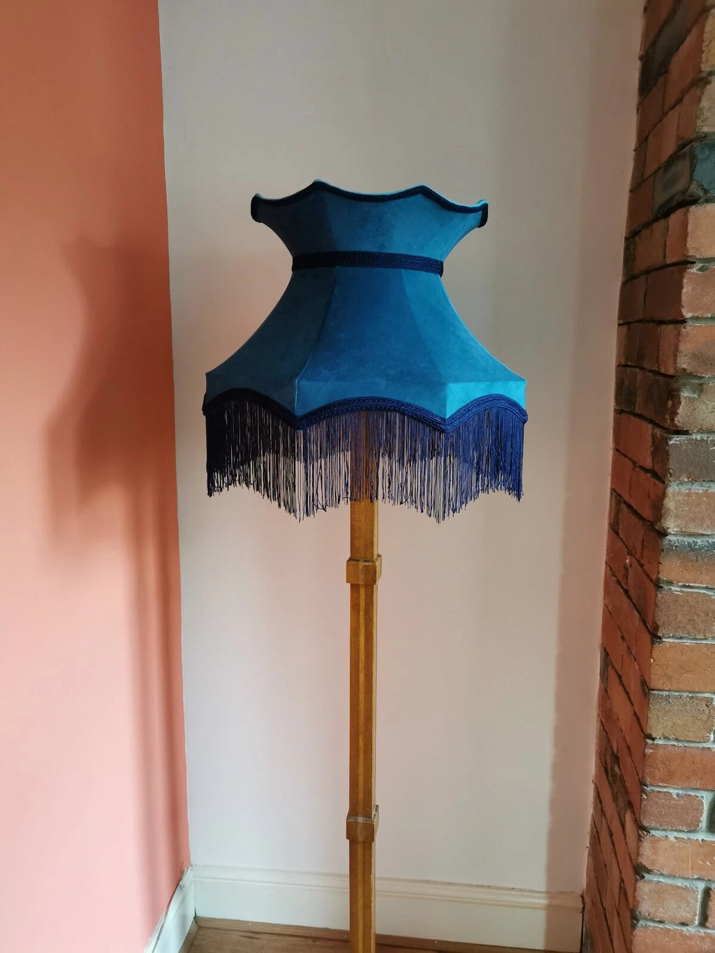 Handmade Lisa Lampshade standard lamp or ceiling pendant turquoise blue velvet