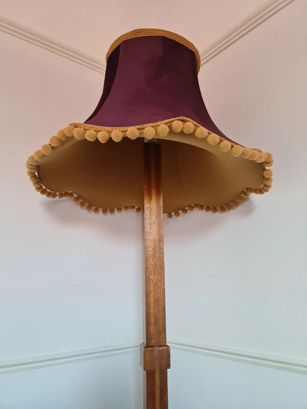 Handmade lampshade purple velvet fabric mustard standard lamp ceiling pendant