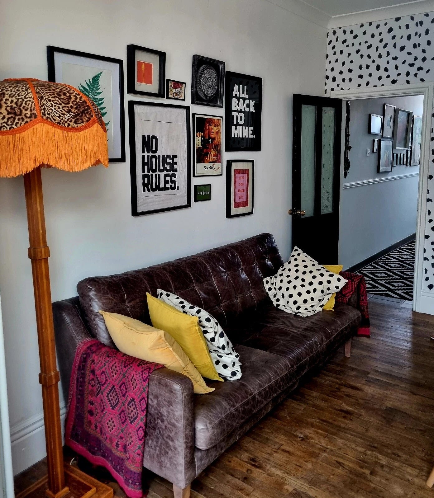 Large leopard print lampshade lined standard lamp ceiling light handmade