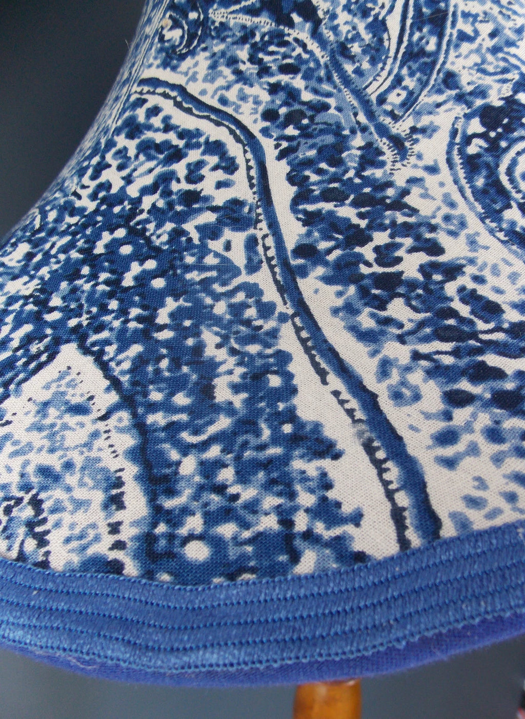 Handmade lampshade in blue white paisley pattern for standard lamp or ceiling