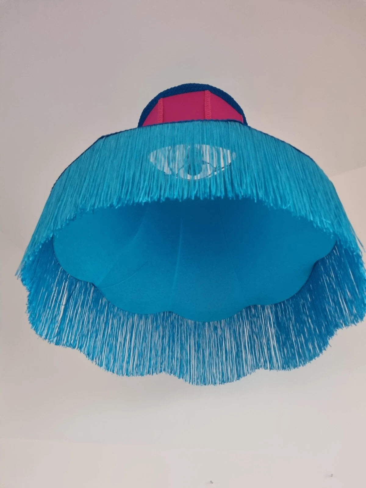 Handmade lampshade bright pink turquoise fabric standard lamp or ceiling lamp