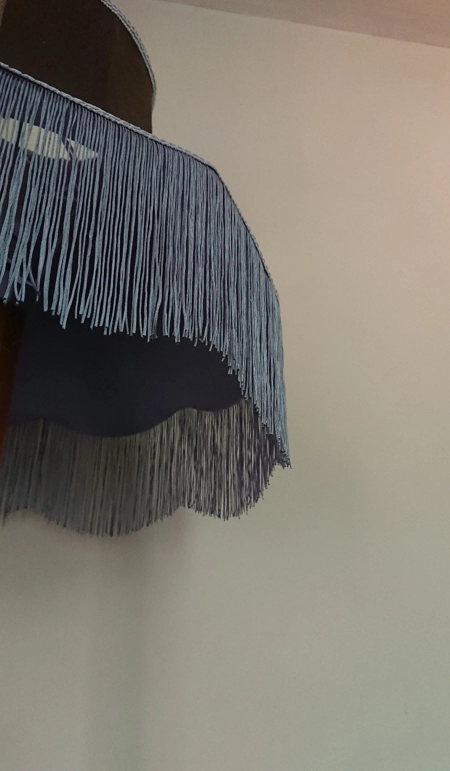 Green lampshade in velvet for standard lamp or ceiling with grey lining