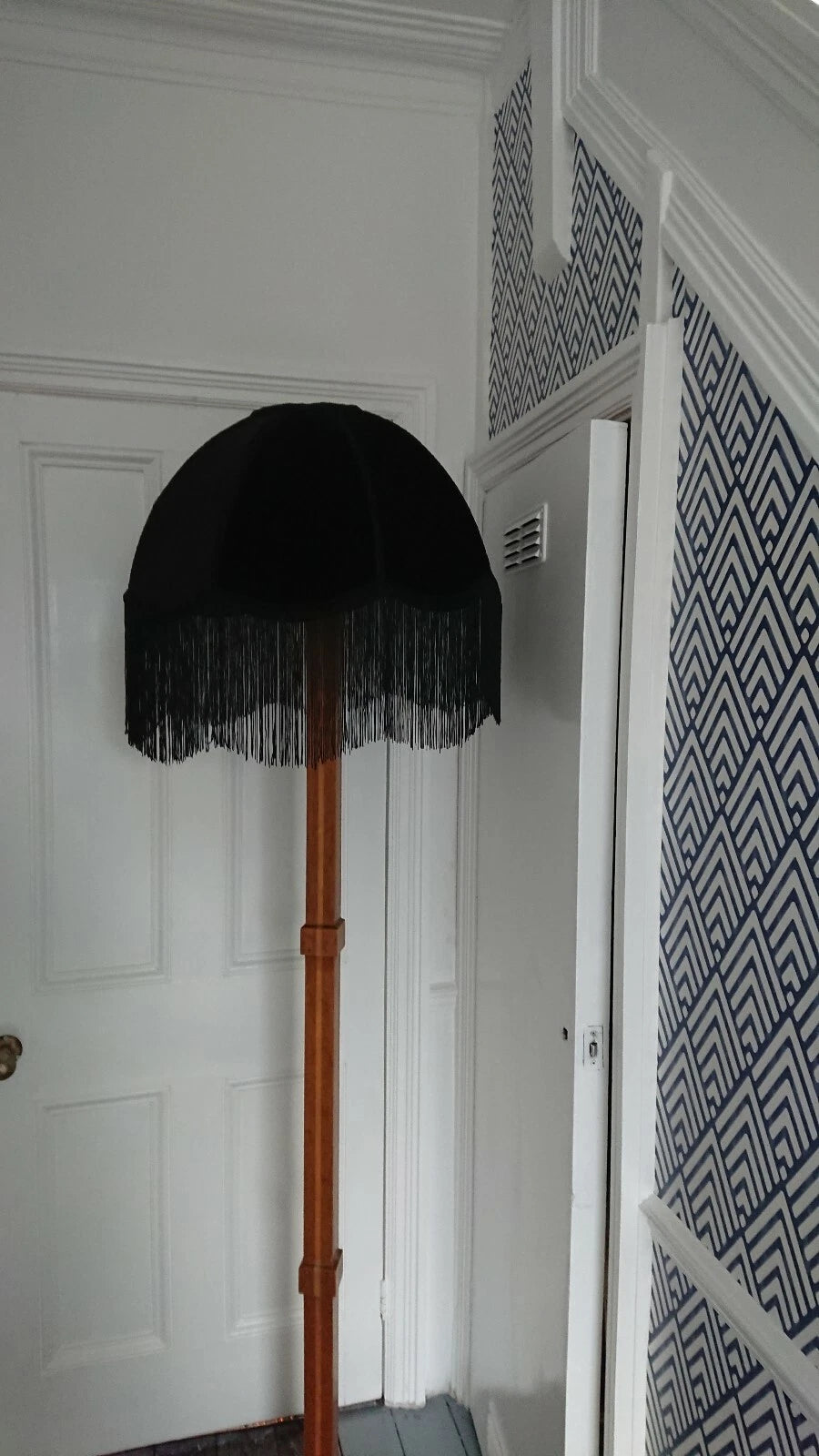 Handmade dome shape lampshade black velvet fabric for a standard lamp or ceiling