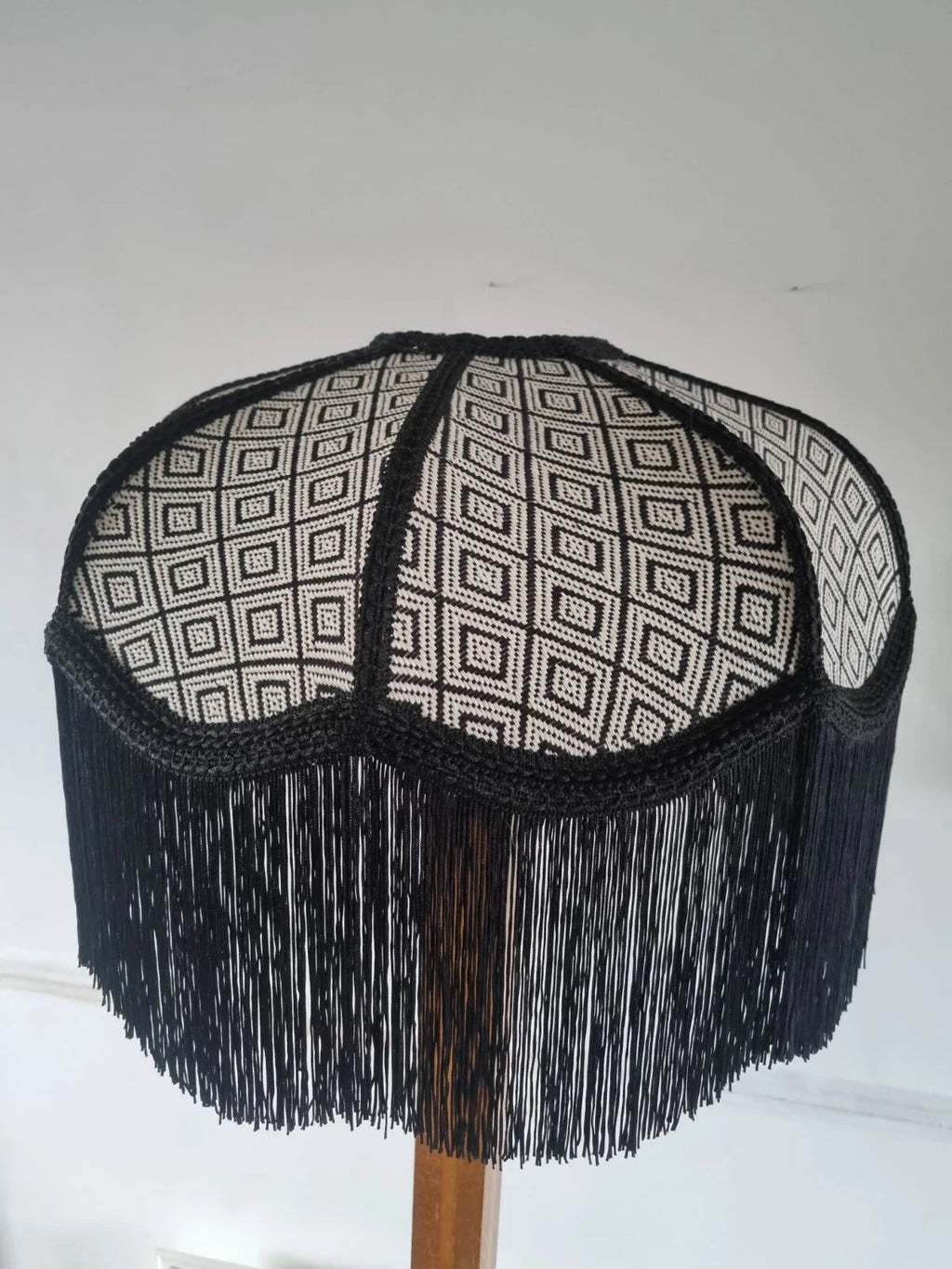 Black and white monochrome lampshade pendant for standard lamp or ceiling light