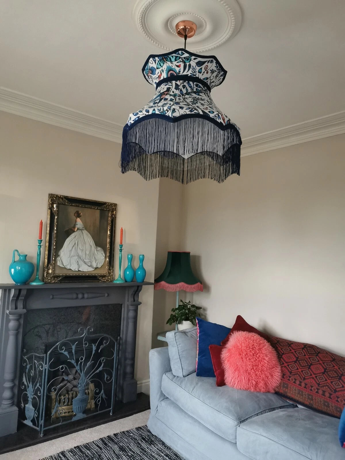 Handmade Emma j Shipley fabric lampshade crown traditional standard lamp ceiling