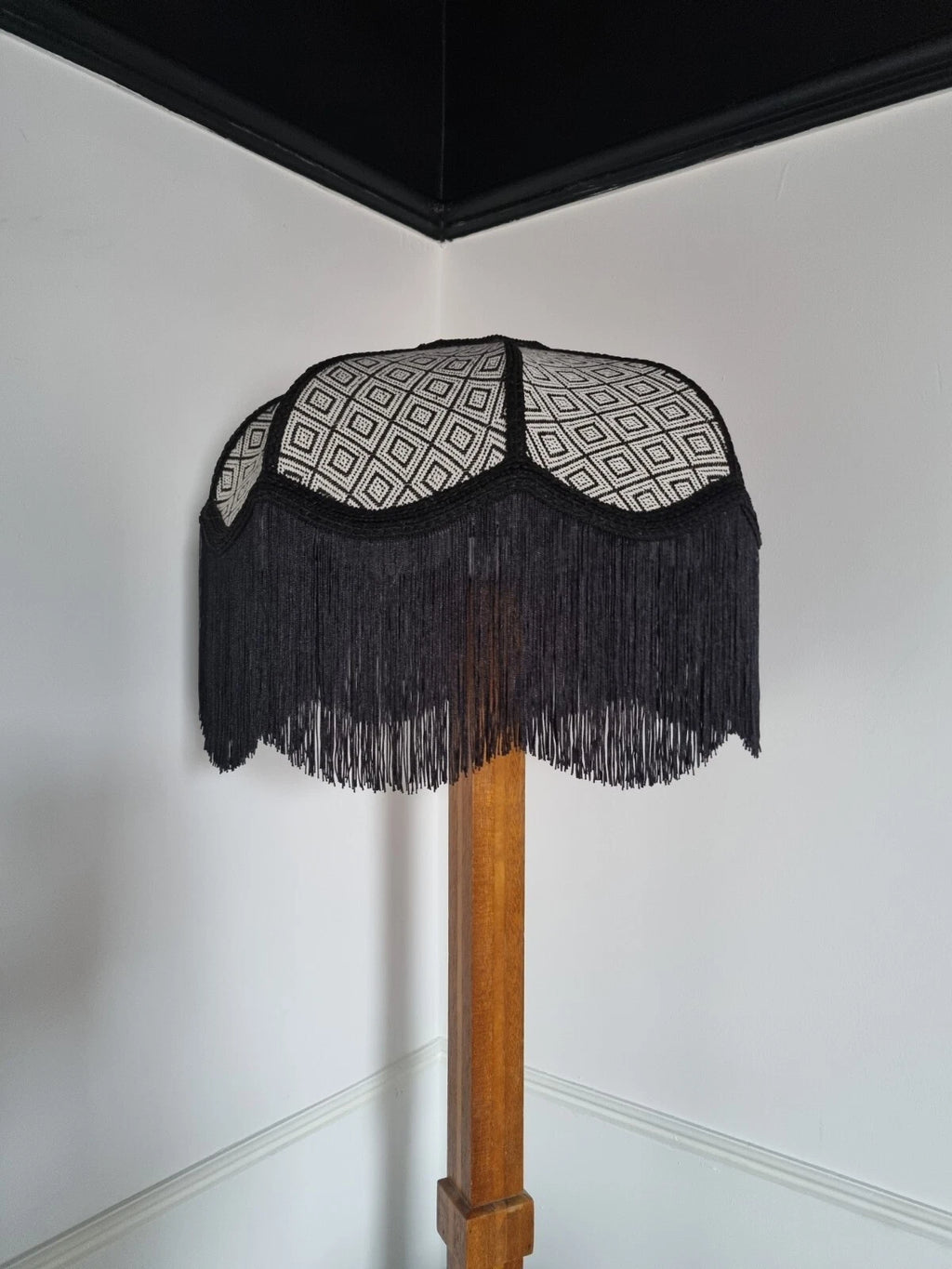 Black and white monochrome lampshade pendant for standard lamp or ceiling light