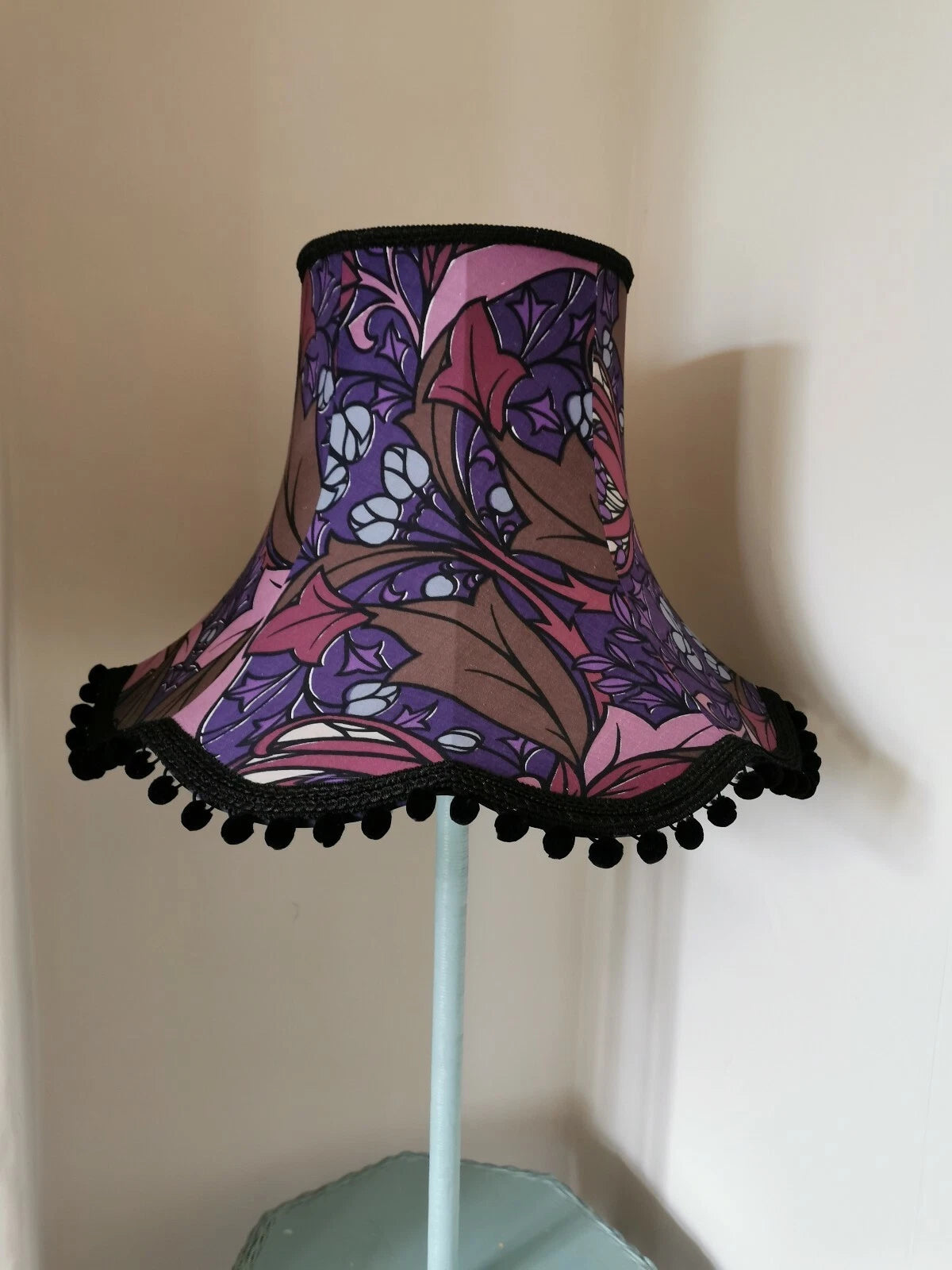 Handmade lampshade vintage purple floral fabric standard lamp ceiling pendant