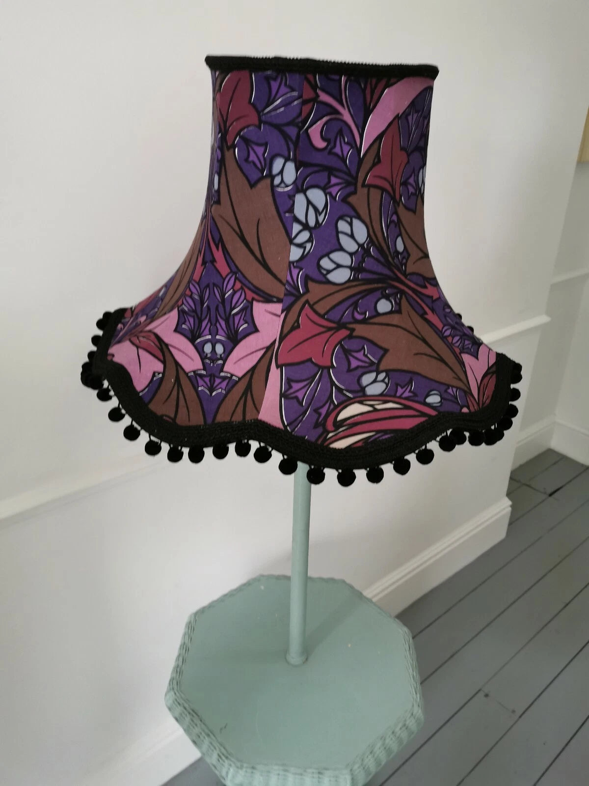Handmade lampshade vintage purple floral fabric standard lamp ceiling pendant