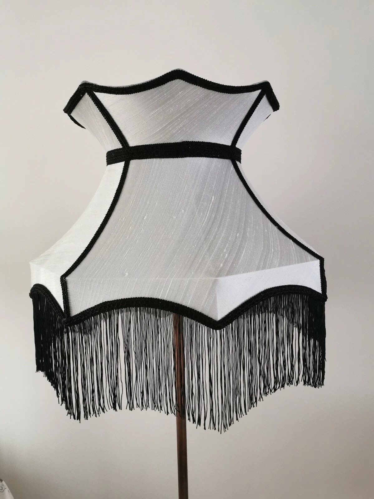 Handmade Lisa lampshades for standard lamp or ceiling grey silver silk dupion