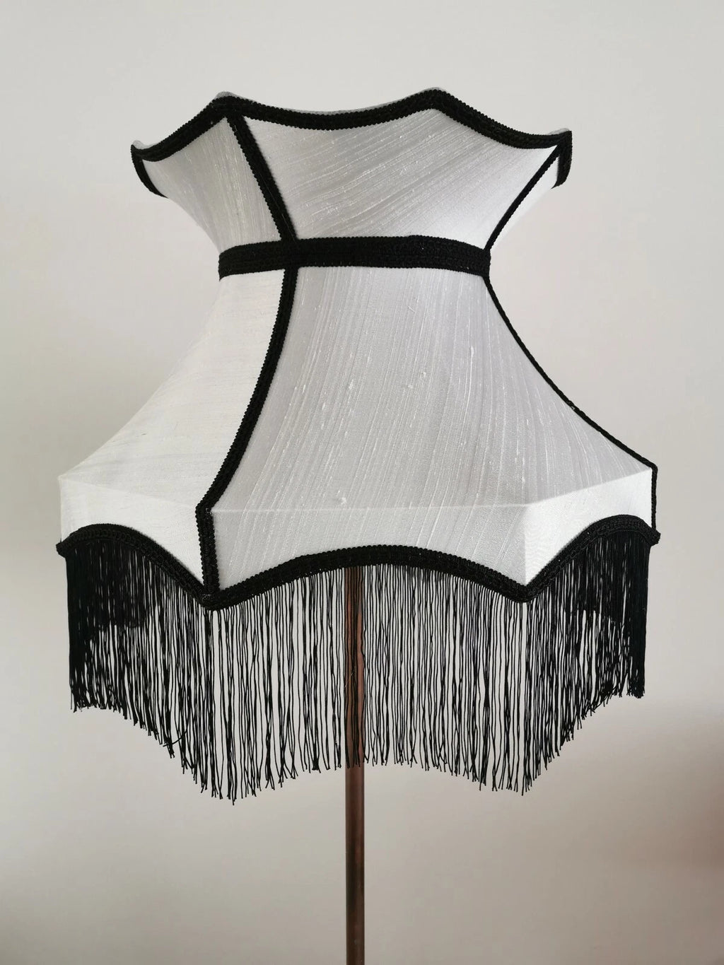 Handmade Lisa lampshades for standard lamp or ceiling grey silver silk dupion