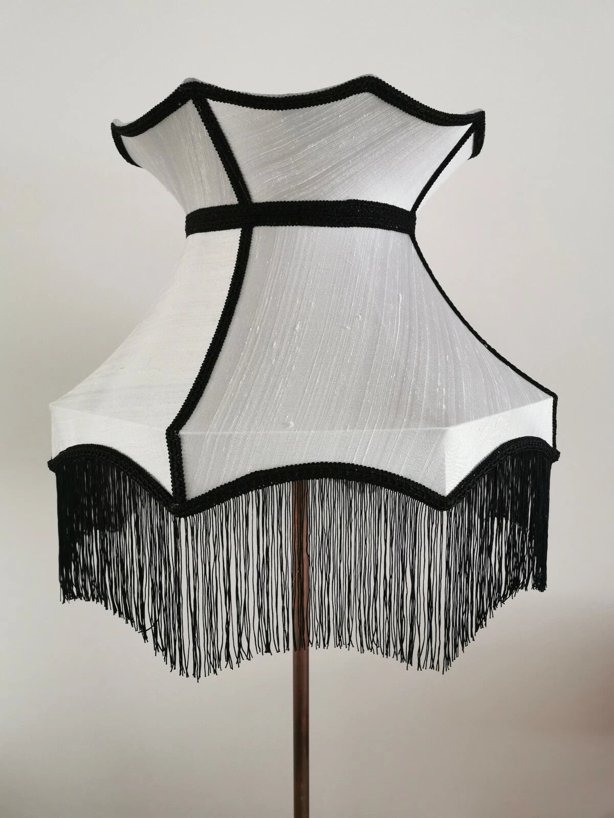 Handmade Lisa lampshades for standard lamp or ceiling grey silver silk dupion