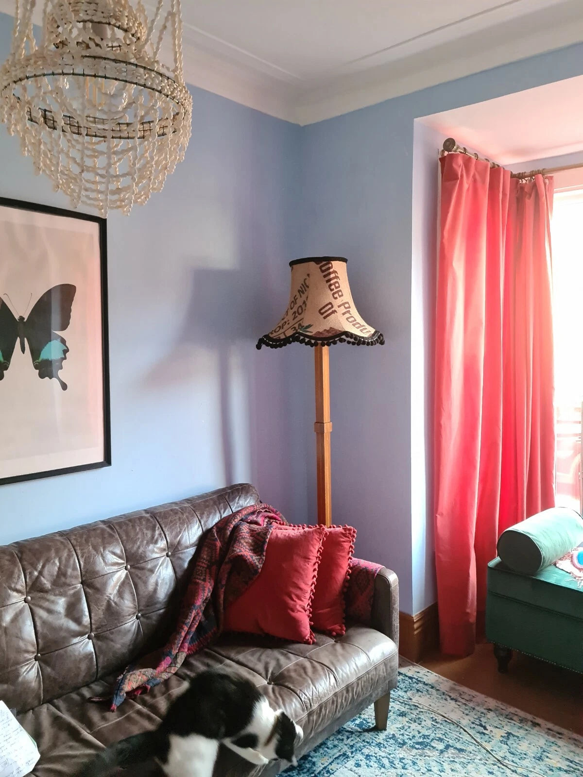 Handmade Lisa lampshade recycle hessian coffee sack fabric standard lamp ceiling