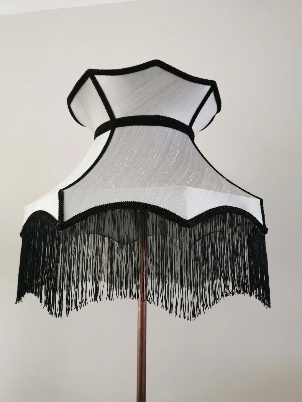 Handmade Lisa lampshades for standard lamp or ceiling grey silver silk dupion