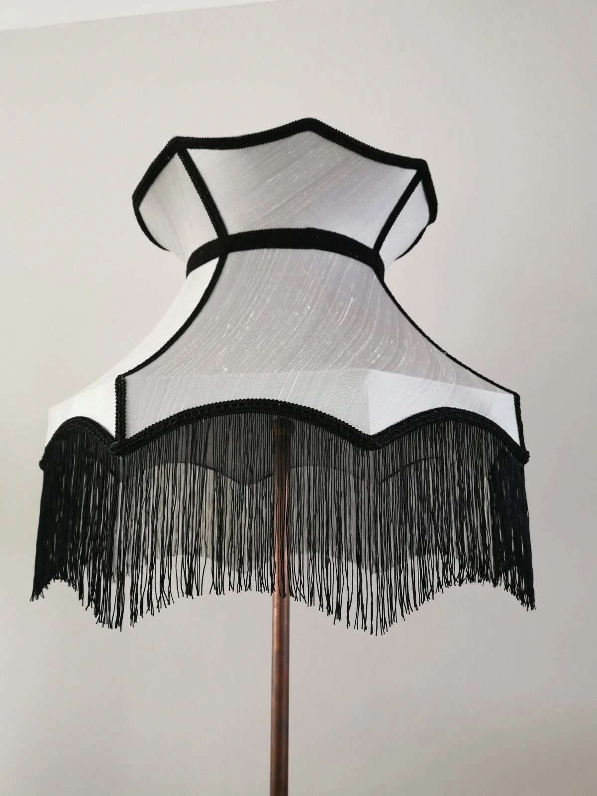 Handmade Lisa lampshades for standard lamp or ceiling grey silver silk dupion