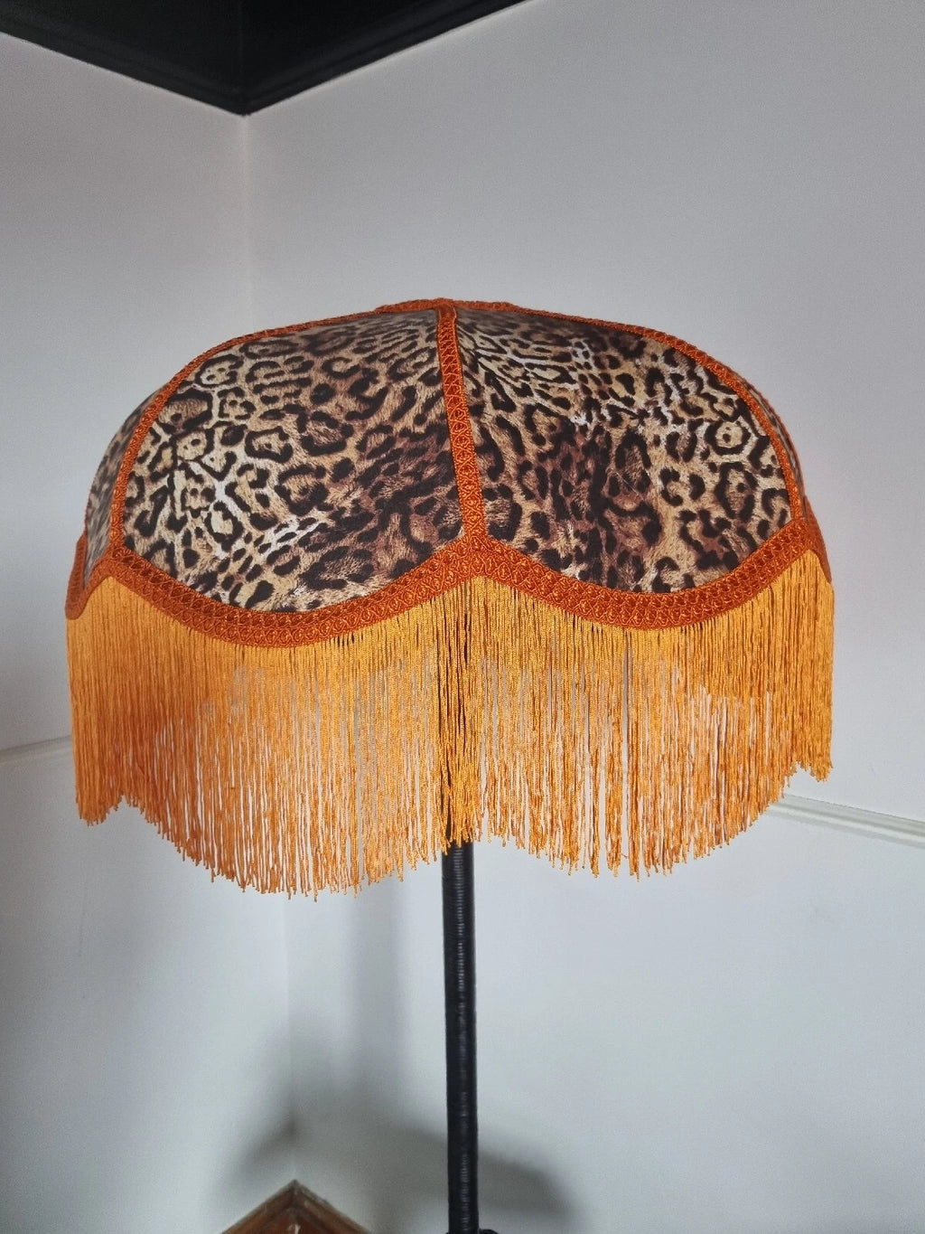 Large leopard print lampshade lined standard lamp ceiling light handmade