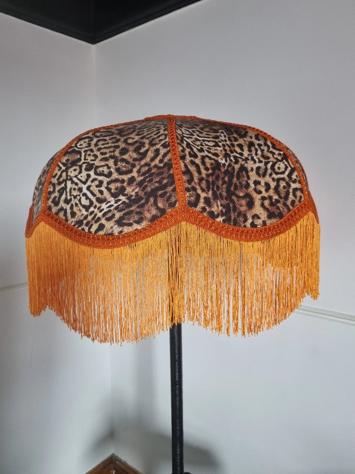 Large leopard print lampshade lined standard lamp ceiling light handmade