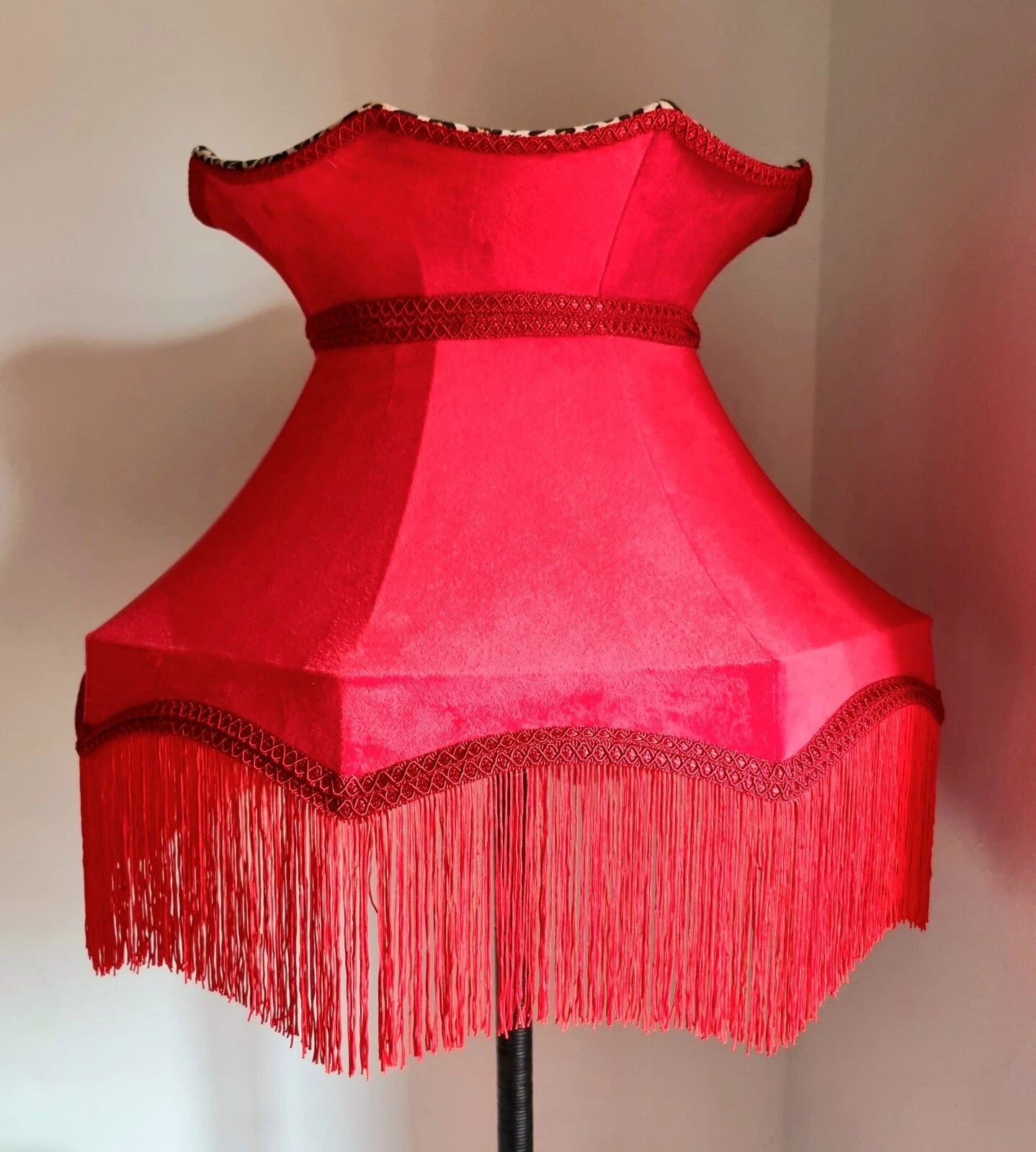 Handmade Red crown Lisa lampshade velvet leopard standard lamp pendant