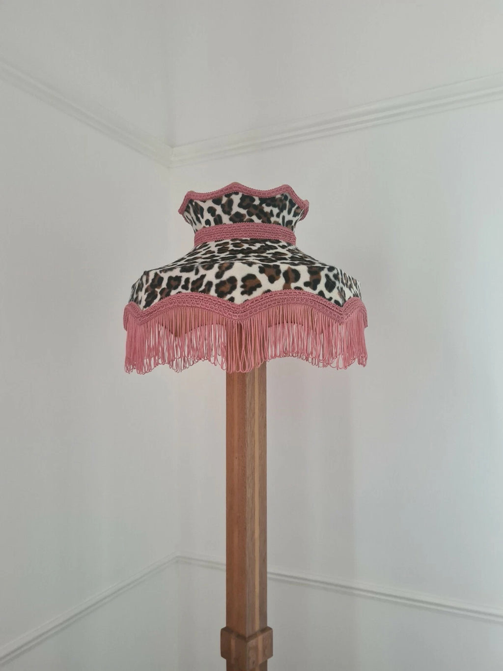 Small leopard print lampshade crown shaped for a table lamp or ceiling pendant