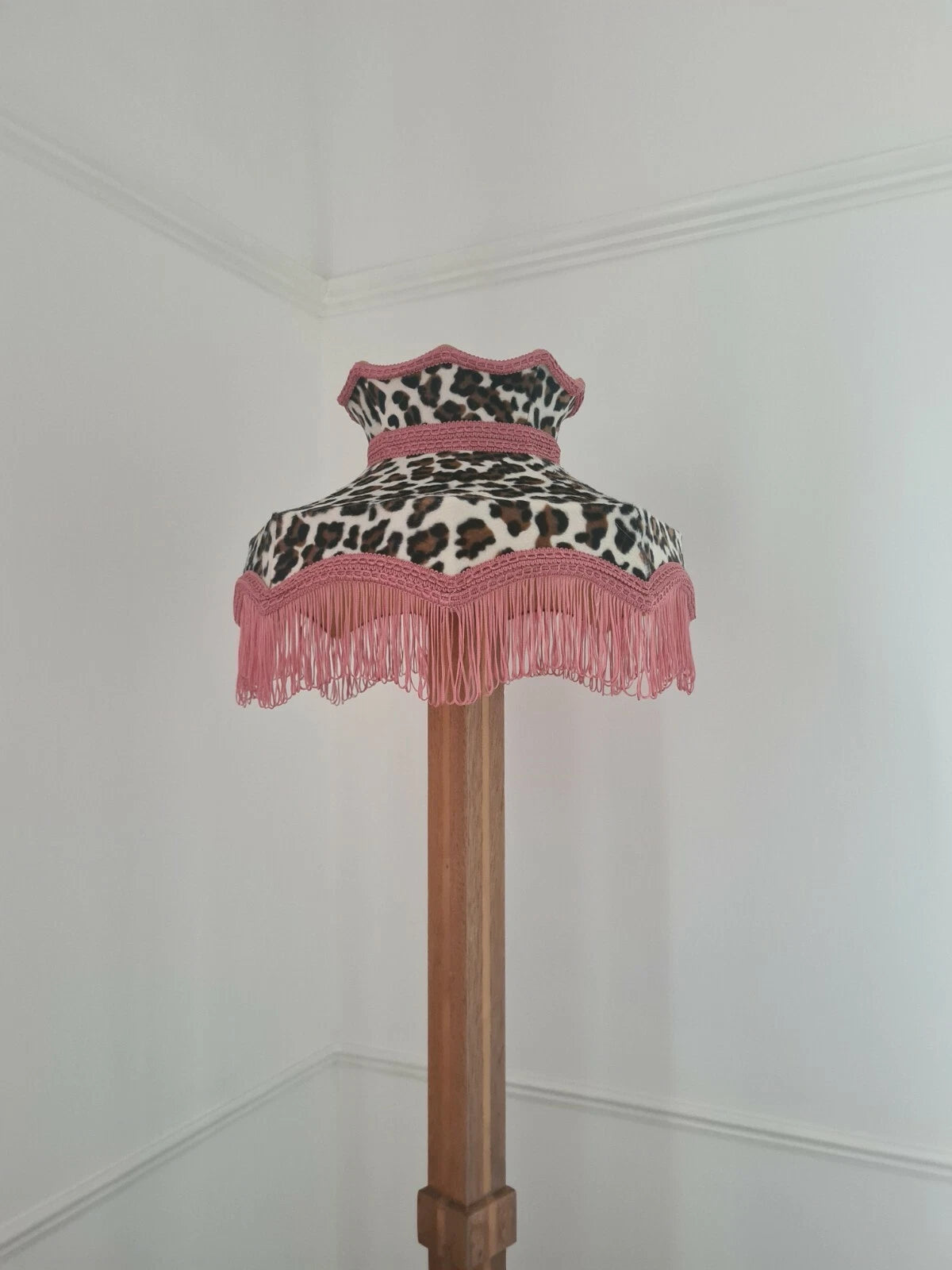 Small leopard print lampshade crown shaped for a table lamp or ceiling pendant