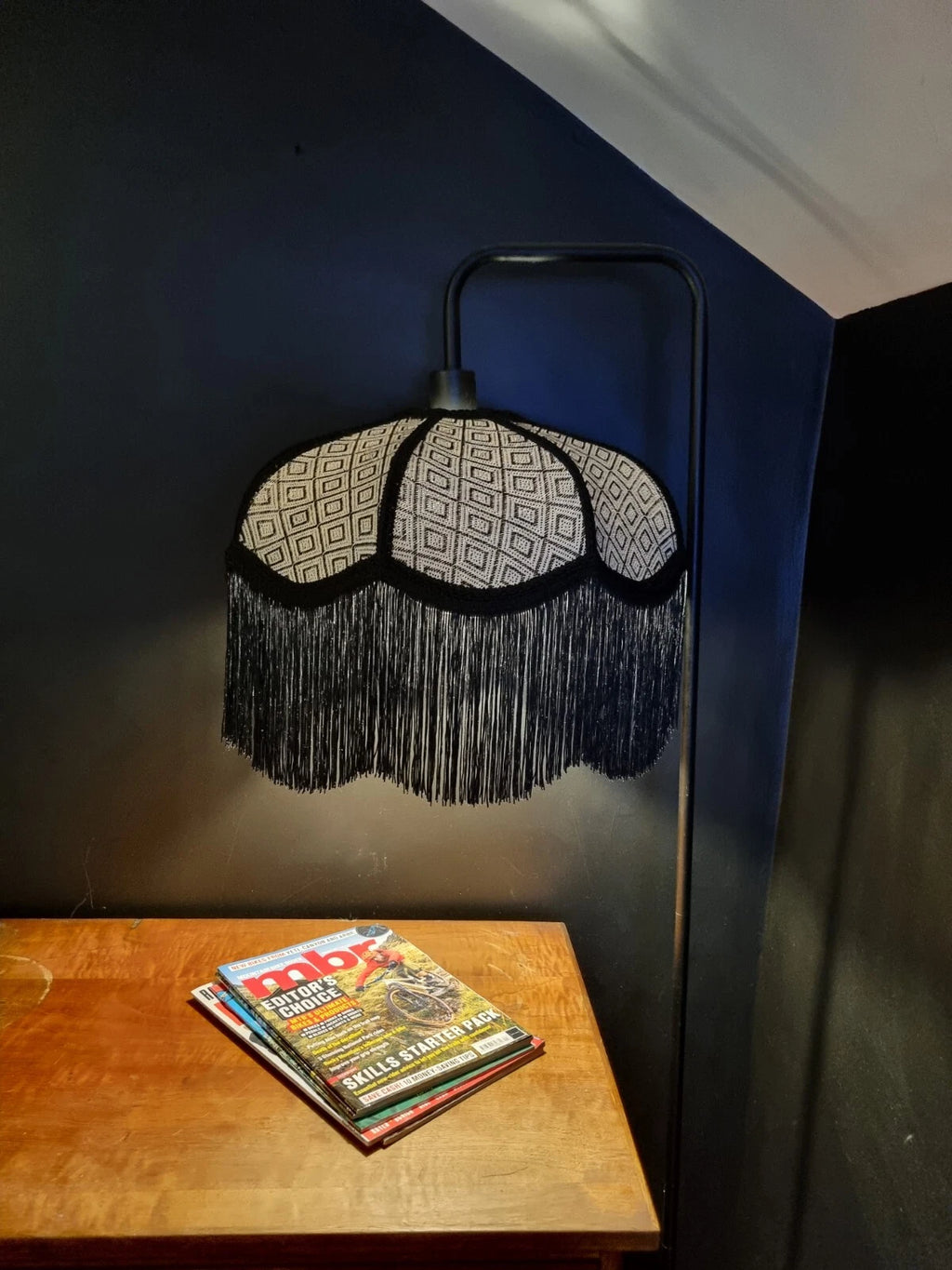 Black and white monochrome lampshade pendant for standard lamp or ceiling light