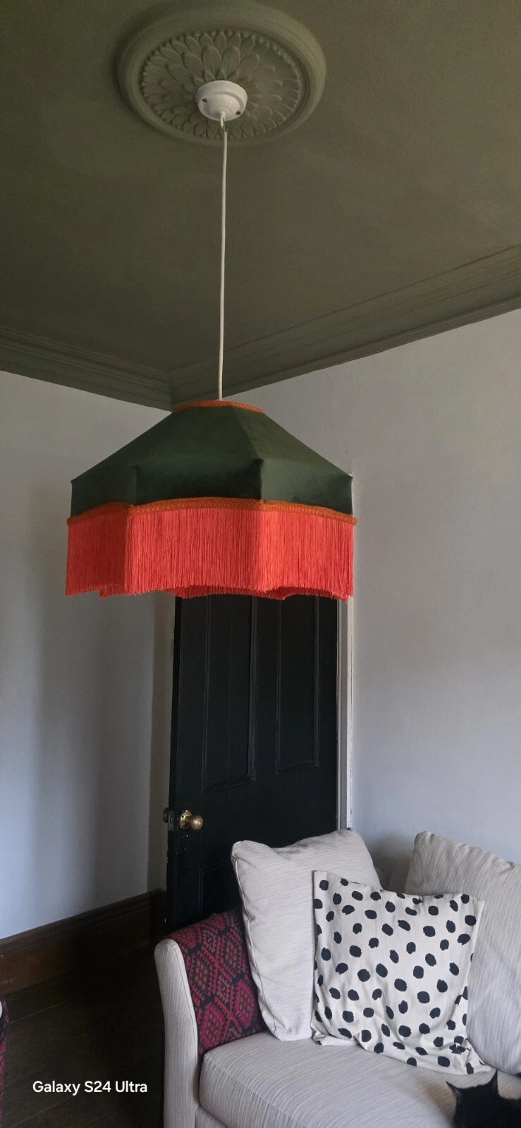 Green Velvet Floral Lined Lisa Lampshade Star Shaped standard lamp ceiling Shade