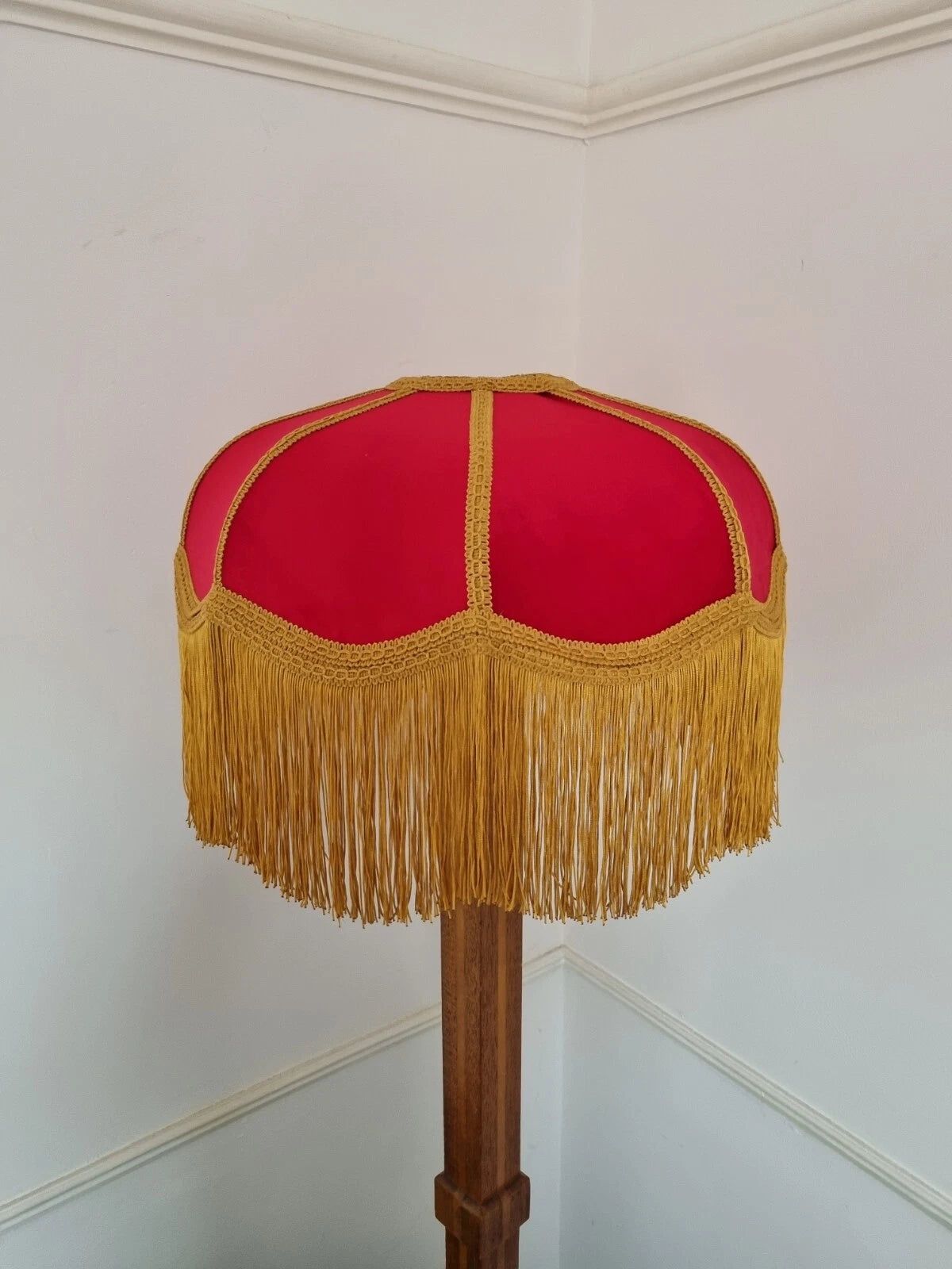 Handmade red and gold lampshade pendant for standard lamp or ceiling light
