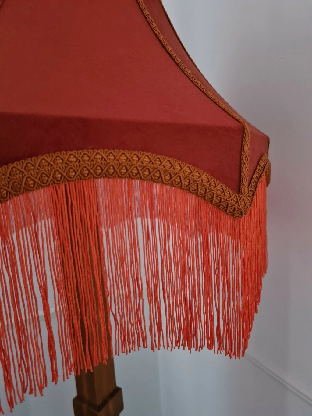 Large Lisa lampshade burnt orange velvet ceiling light handmade lamp