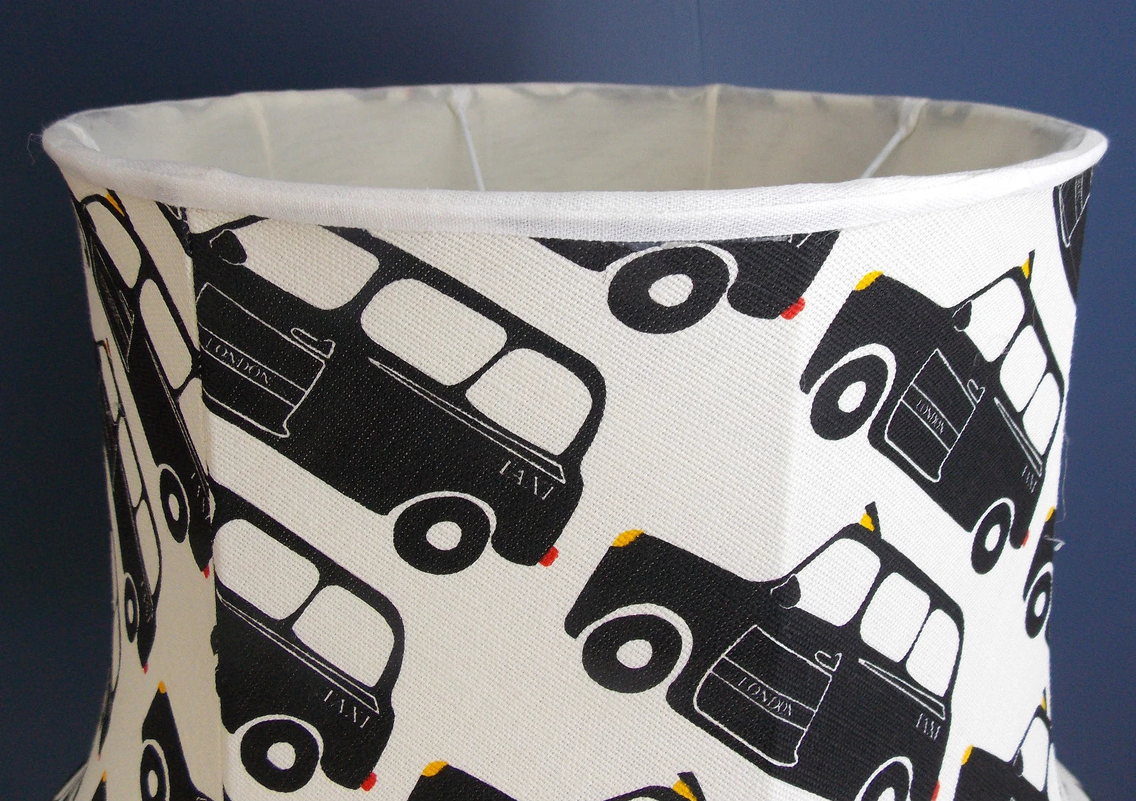 Handmade lampshade in London taxi black white fabric for standard lamp / ceiling