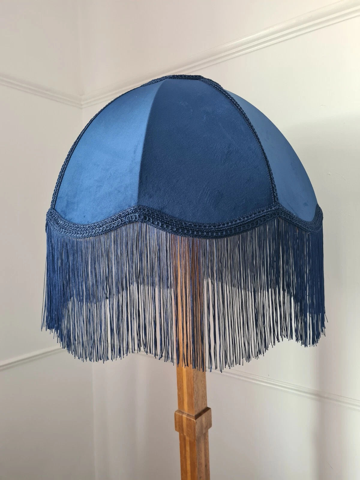 Large Lisa lampshade in navy velvet fabric for a standard lamp ceiling pendant