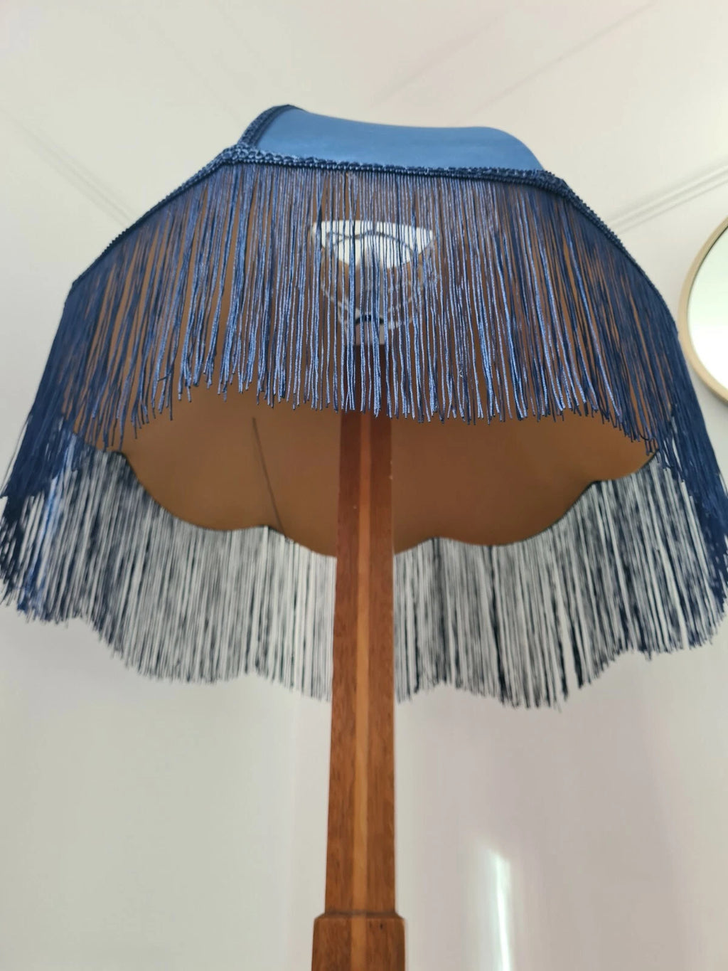 Large Lisa lampshade in navy velvet fabric for a standard lamp ceiling pendant