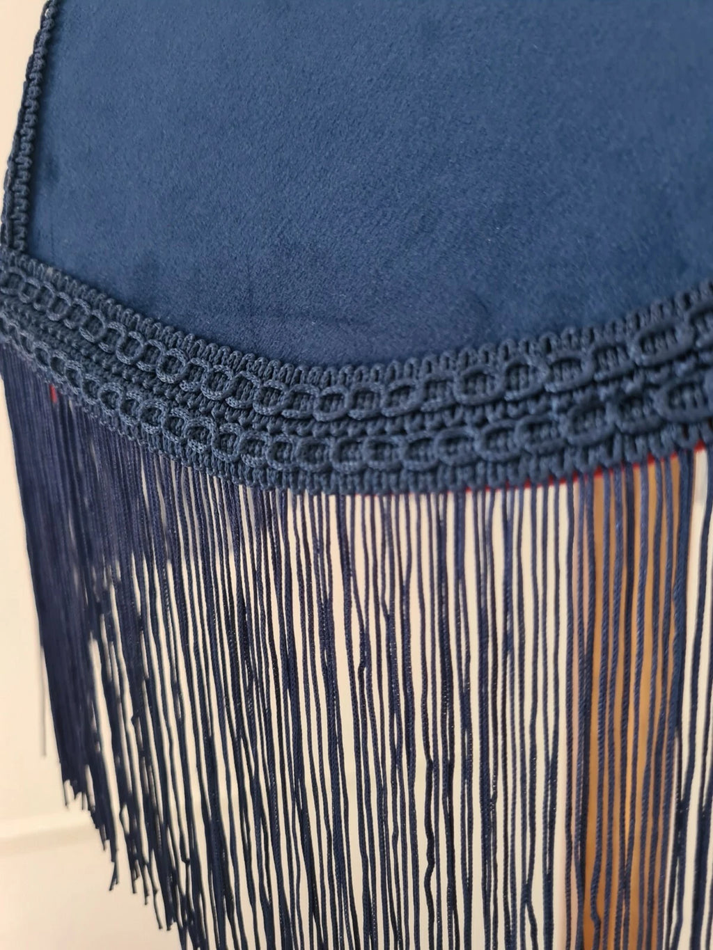 Handmade dome lampshade navy blue velvet fabric for a standard lamp or ceiling