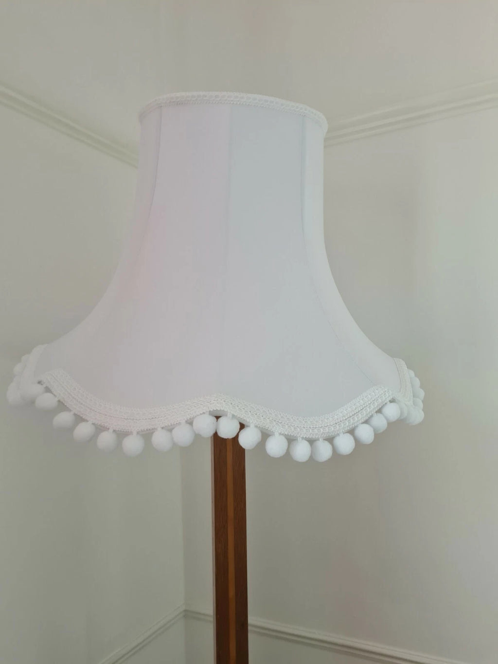 Handmade Lisa lampshade in pure white fabric for a standard lamp or ceiling lamp