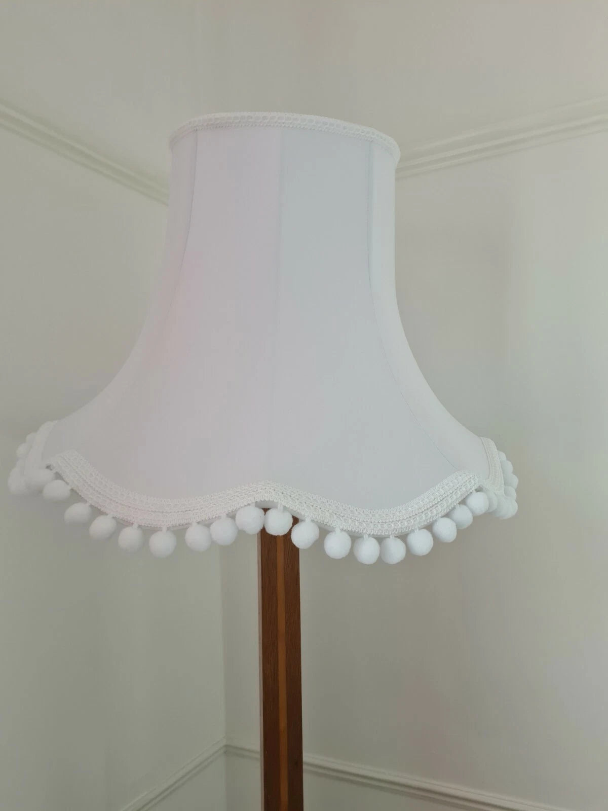 Handmade Lisa lampshade in pure white fabric for a standard lamp or ceiling lamp