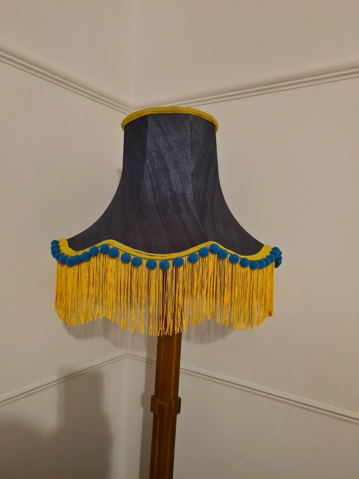 Denim blue silk Lisa lampshade handmade standard lamp ceiling pendant