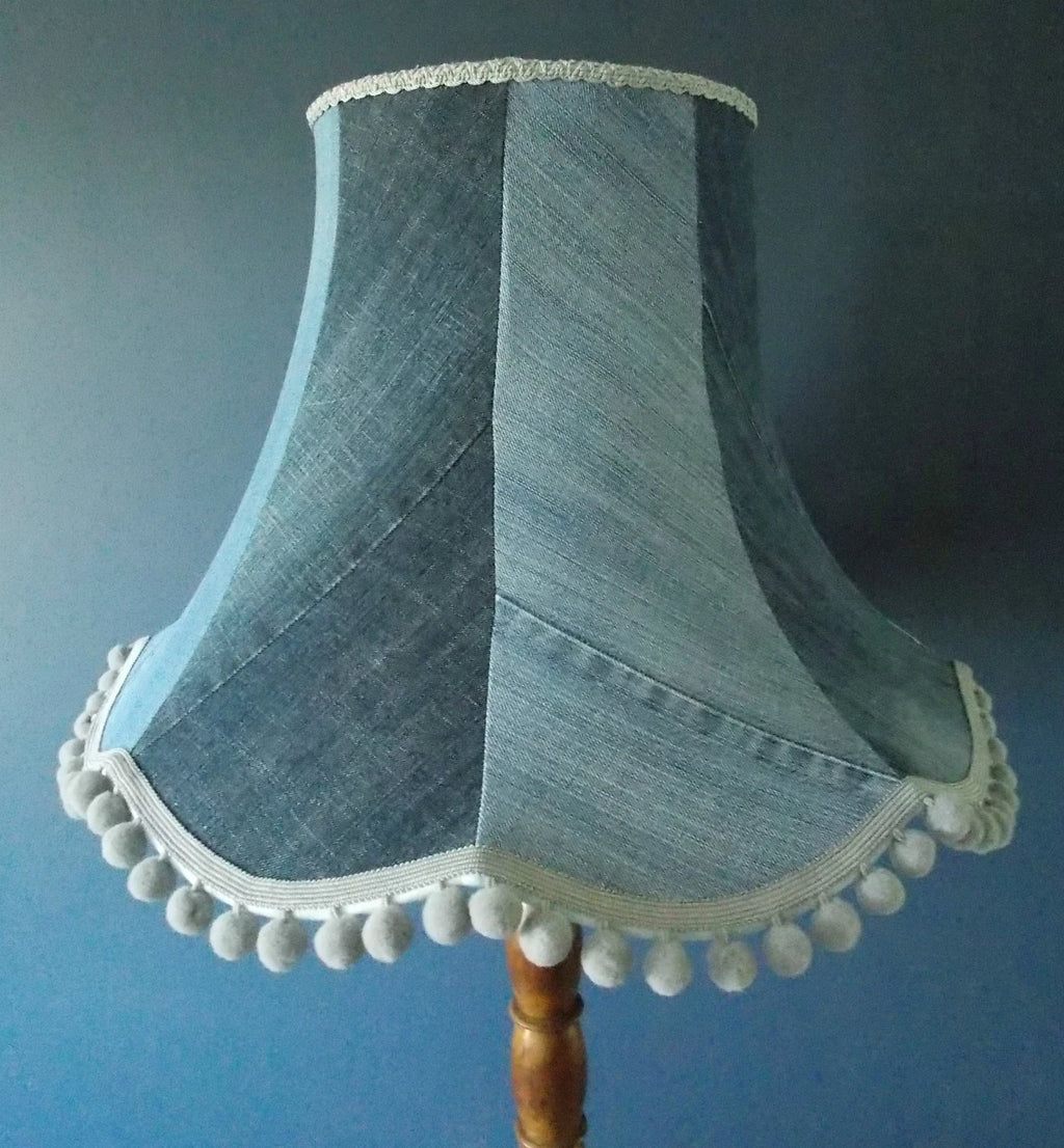 Handmade lampshade made from denim jeans for standard lamp floor or ceiling
