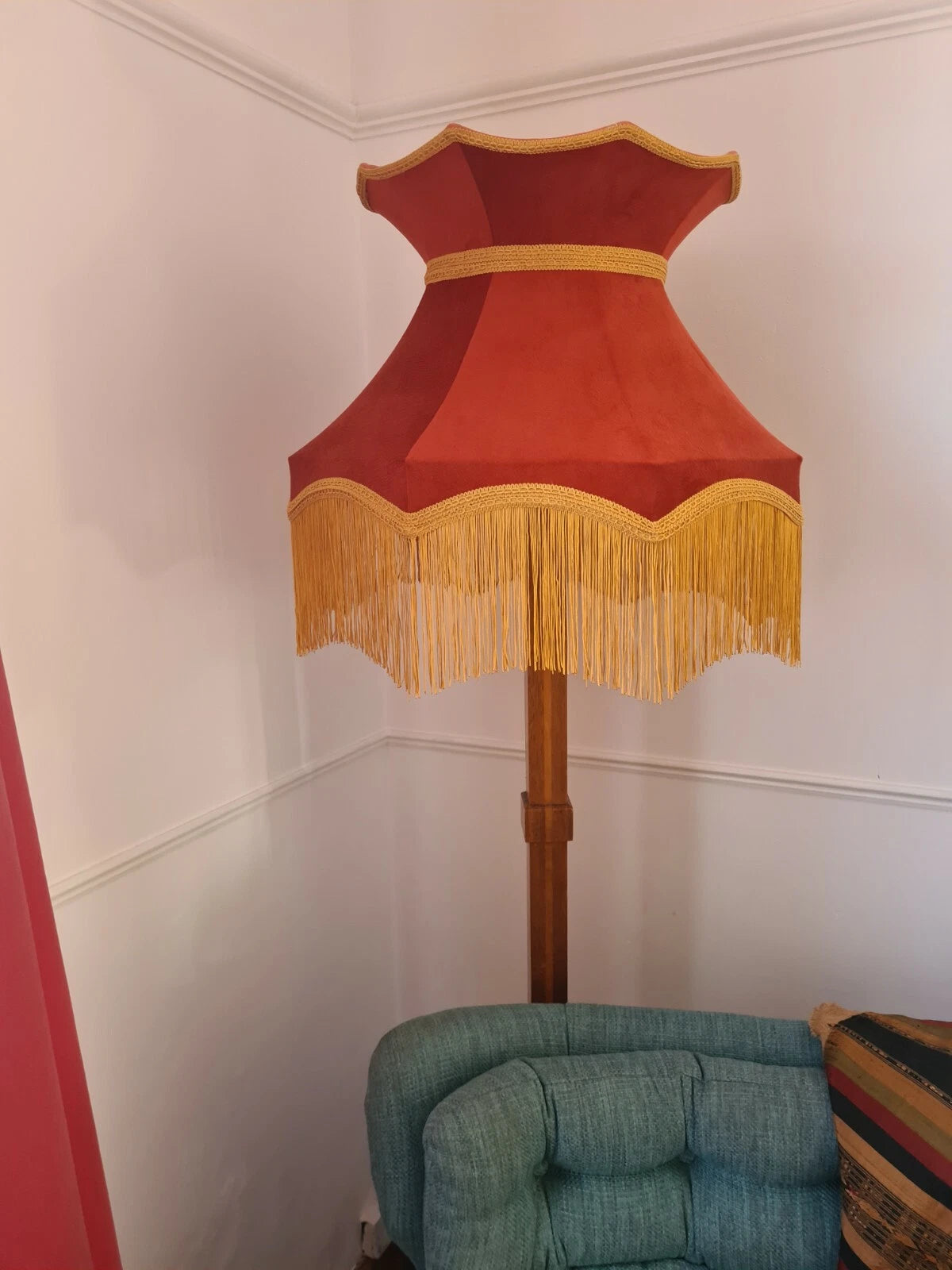 Handmade Lisa Lampshades burnt orange velvet standard lamp ceiling pendant