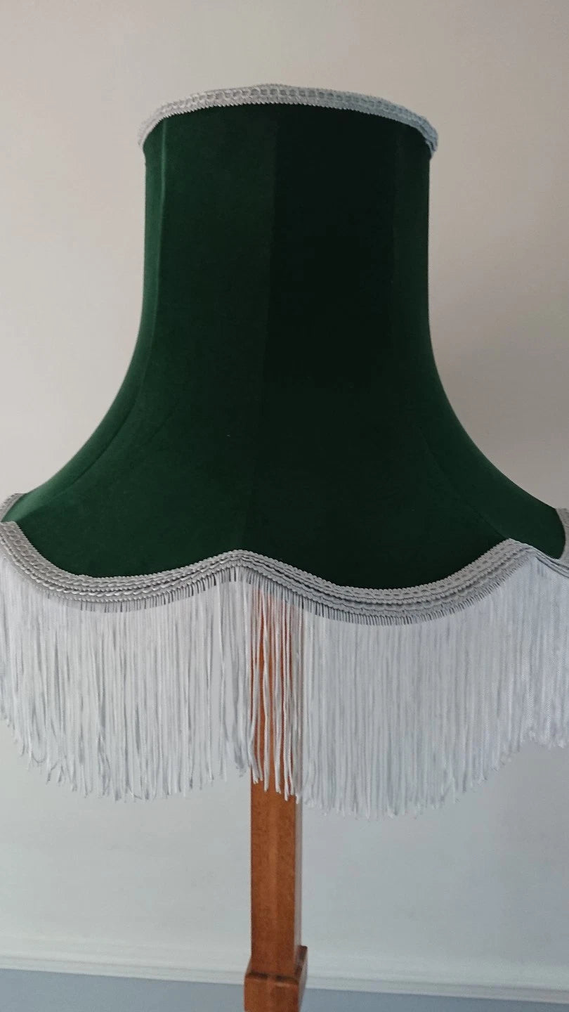 Dark bottle green Lisa lampshade in velvet for standard lamp or ceiling pendant