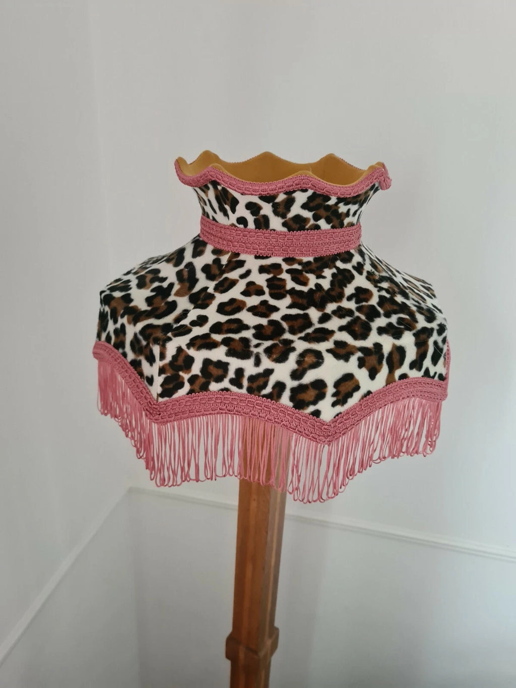 Small leopard print lampshade crown shaped for a table lamp or ceiling pendant