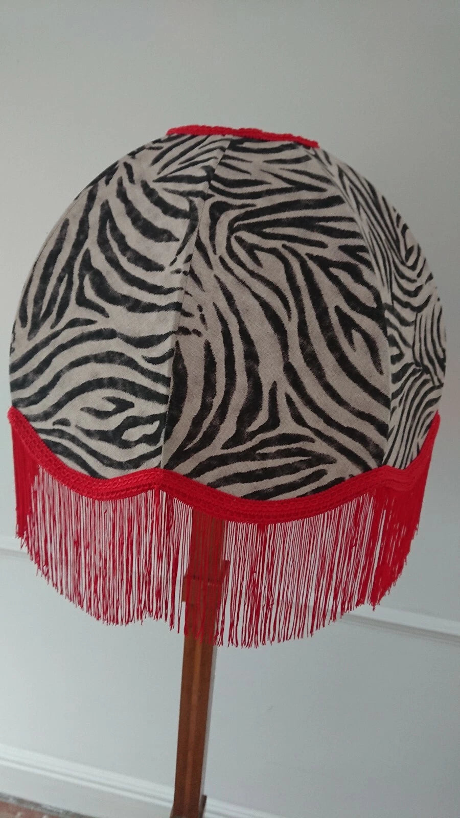 Handmade dome lampshade in zebra print animal fabric standard lamp or ceiling